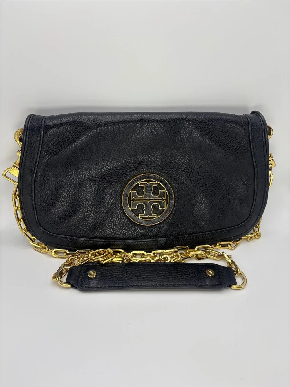 Tory Burch Black Leather Crossbody with Gold Hardware